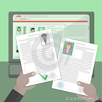 Choosing best resume. Vector Illustration