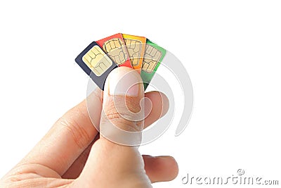 Choosing the best sim card or celular provider Stock Photo