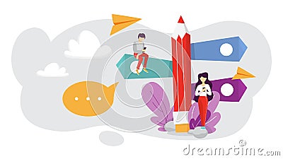 Choosing business direction. Idea of strategy and goals Vector Illustration