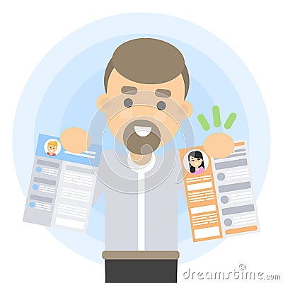 Choosing the candidate. Vector Illustration