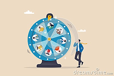 Choosing candidate, hiring new headcount or applicant, lucky winner staff, human resources pick new talent or layoff employee Vector Illustration