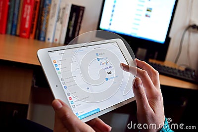 Email services on digital tablet Editorial Stock Photo