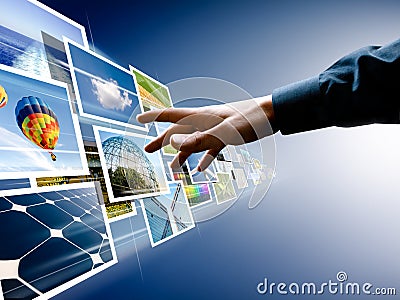 Choosing from images stream Stock Photo