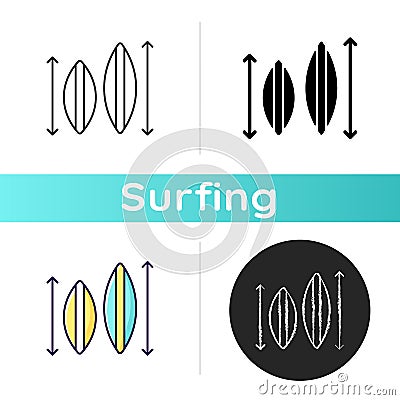 Choosing surfboard size icon Vector Illustration