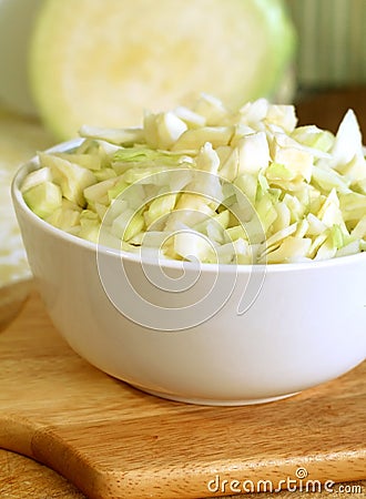 Chopped cabbage in a bowl Stock Photo