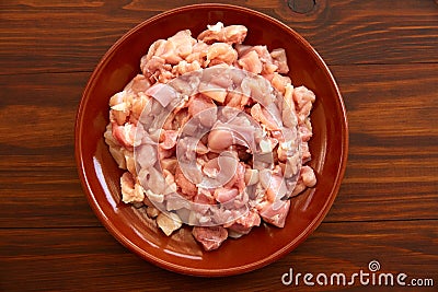 chopped chicken breast in a dish Stock Photo