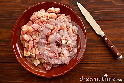 chopped chicken breast in a dish Stock Photo
