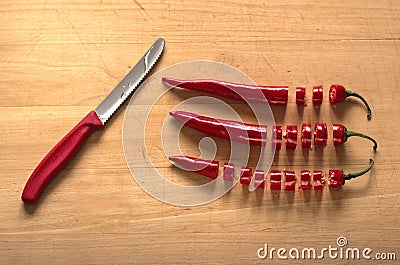 Chopped chilli peppers Stock Photo