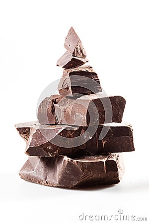 Chopped chocolate. Clipping path Stock Photo