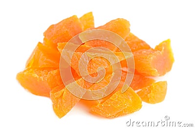 Chopped Dried Apricots on White Background Stock Photo