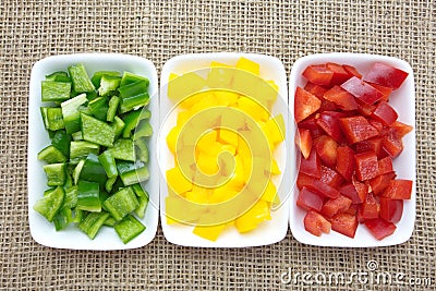 Chopped fresh colored Bell Pepper Stock Photo