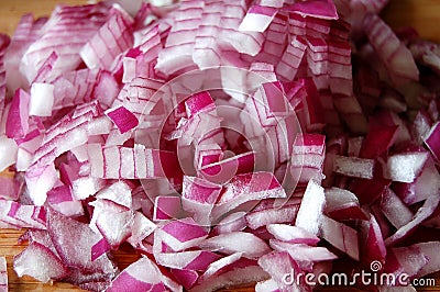 Chopped red onions Stock Photo