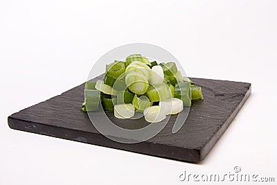 Chopped Spring Onions Stock Photo