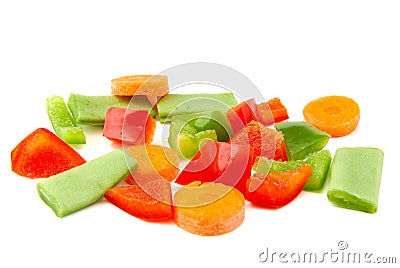 Chopped vegetables. Red, green pepper, carrot and Stock Photo