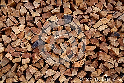 Chopped wood stacked Stock Photo
