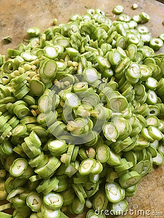 Chopped yard long bean Stock Photo