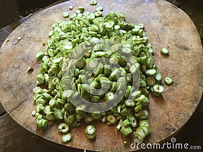 Chopped yard long bean Stock Photo