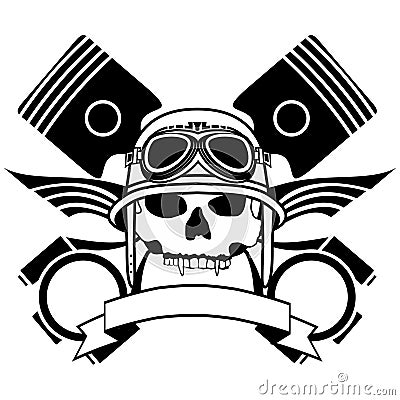 Chopper biker skull emblem crest tattoo ink illustration 3 Vector Illustration