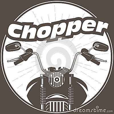 Chopper moto handlebar with rear-view mirrors Vector Illustration