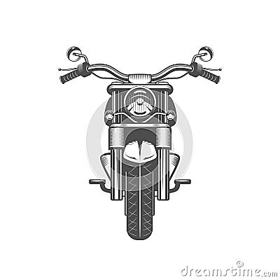 Chopper motorcycle front side isolated Vector Illustration