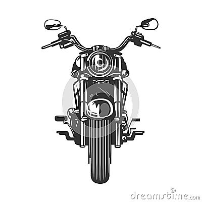 Chopper motorcycle front view isolated on white background Vector Illustration