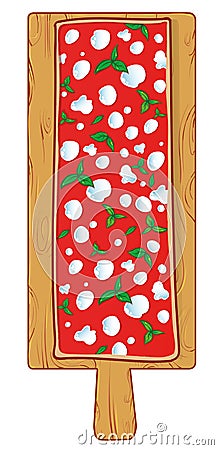 Chopping board with Pizza margherita Vector Illustration