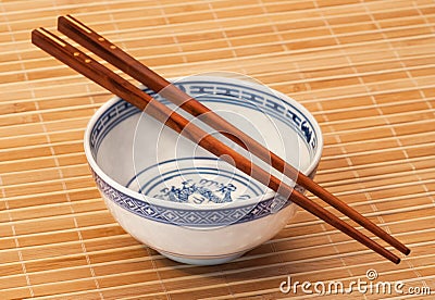Chopstick on bamboo Stock Photo