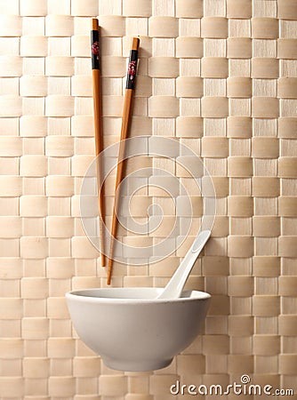 Chopstick and bowl Stock Photo