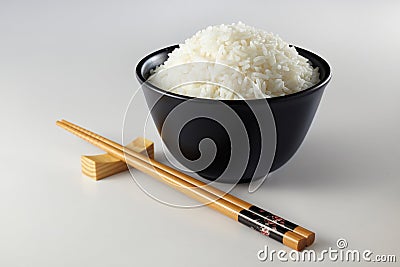 Chopstick and rice Stock Photo