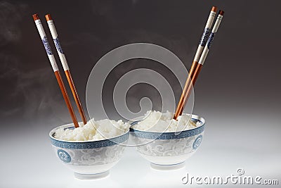 Chopstick and rice Stock Photo