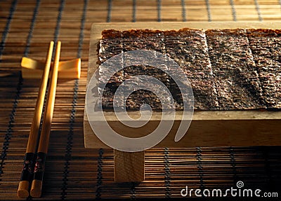 Chopstick and seaweed Stock Photo