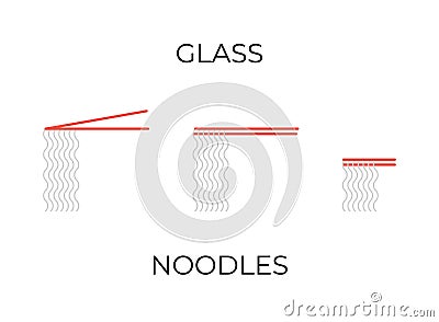 Chopsticks holding glass noodles icons set Vector Illustration