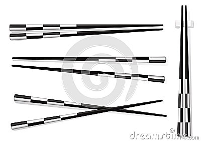 Chopsticks. Set Accessories for Sushi Isolated on White Background Vector Illustration