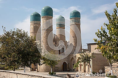 Side view of Chor Minor - an historic mosque in Bukhara Editorial Stock Photo