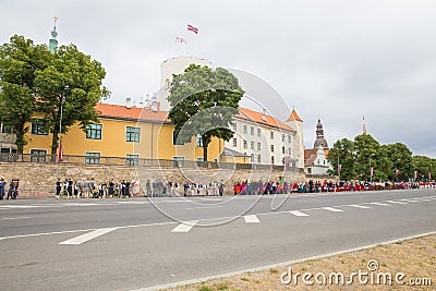 Choral Festival, singers at street, national costume and culture Editorial Stock Photo