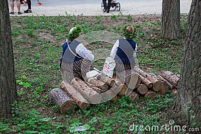 Choral Festival, singers at street, national costume and culture Editorial Stock Photo