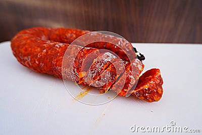 Chorizo and white try Stock Photo