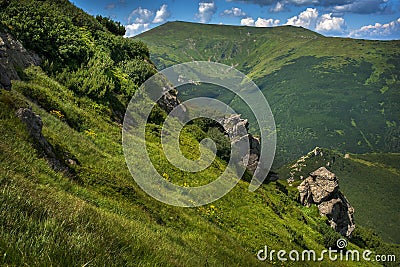 Chornohirsky ridge, rocky ledges , Carpathians, Ukraine Stock Photo