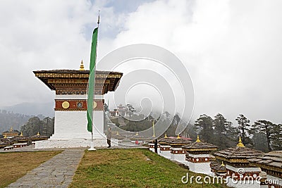 Chortens at the Dochula Pass, Bhutan Editorial Stock Photo