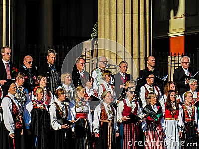 Chorus on Norwegian Constitution Day May 17th Editorial Stock Photo