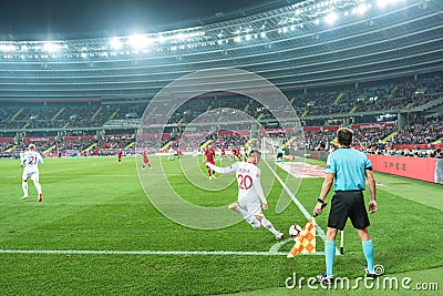 Poland vs Portugal 2:3 . Piotr Zielinski kick ball from the corner Editorial Stock Photo