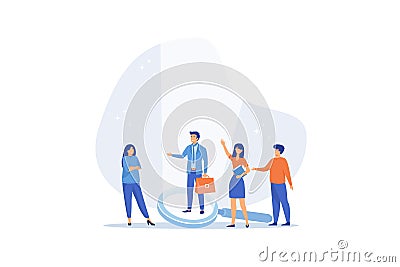 Chosen candidate, winning applicant to get new job, HR or human resources, hire outstanding candidate, employment and recruitment Vector Illustration