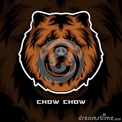 chow chow Dog Face Vector Stock Illustration, Dog Mascot Logo, Dog Face Logo vector Vector Illustration