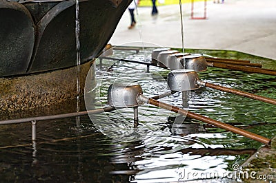 Chozuya purification fountain. Japanese Shinto shrine Stock Photo