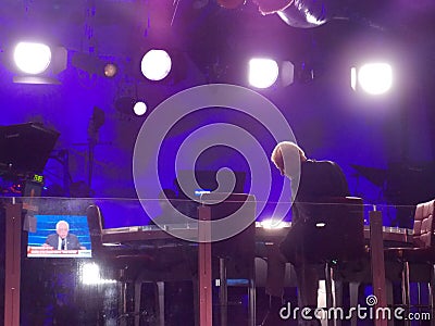 Chris Matthews Films in Outdoor Studio During Democratic Convention Editorial Stock Photo