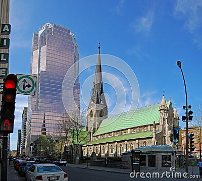 Christ Church Cathedral, Montreal, Canada Editorial Stock Photo