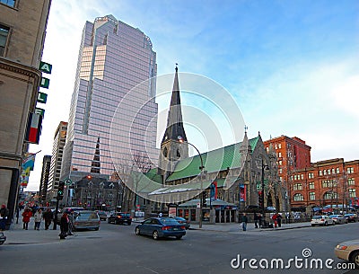 Christ Church Cathedral, Montreal, Canada Editorial Stock Photo