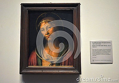 Christ Crowned with Thorns Probably by Pietro Perugino at the National Gallery in London Editorial Stock Photo