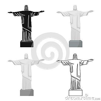 Christ the Redeemer icon in cartoon style isolated on white background. Brazil country symbol stock vector illustration. Vector Illustration