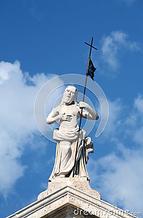 Christ statue in perast, Montenegro Stock Photo